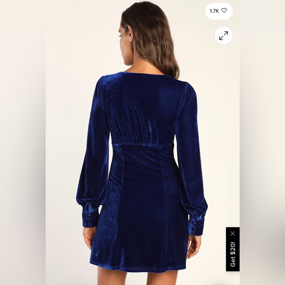 Elegant Blue Velvet Dress - Picture 4 of 4